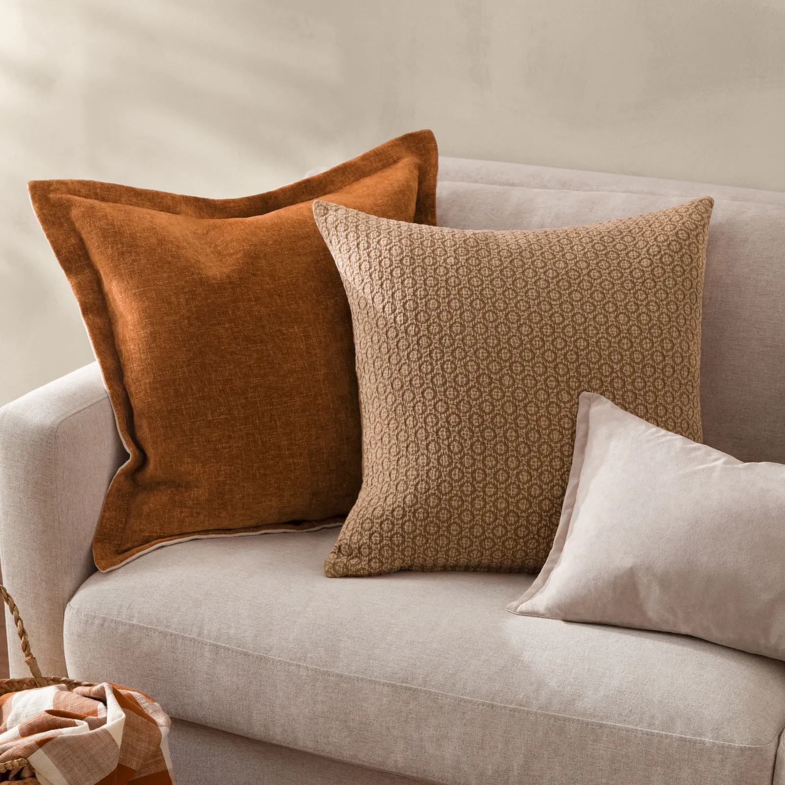Yard Dune Velvet Chenille Cushion in Burnt Orange 6