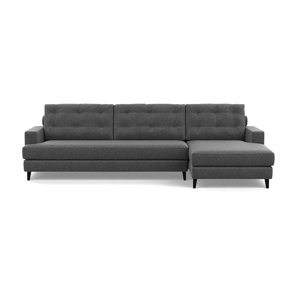 Heal's Mistral Right Hand Facing Corner Sofa Melton Wool Granite Black Feet 1