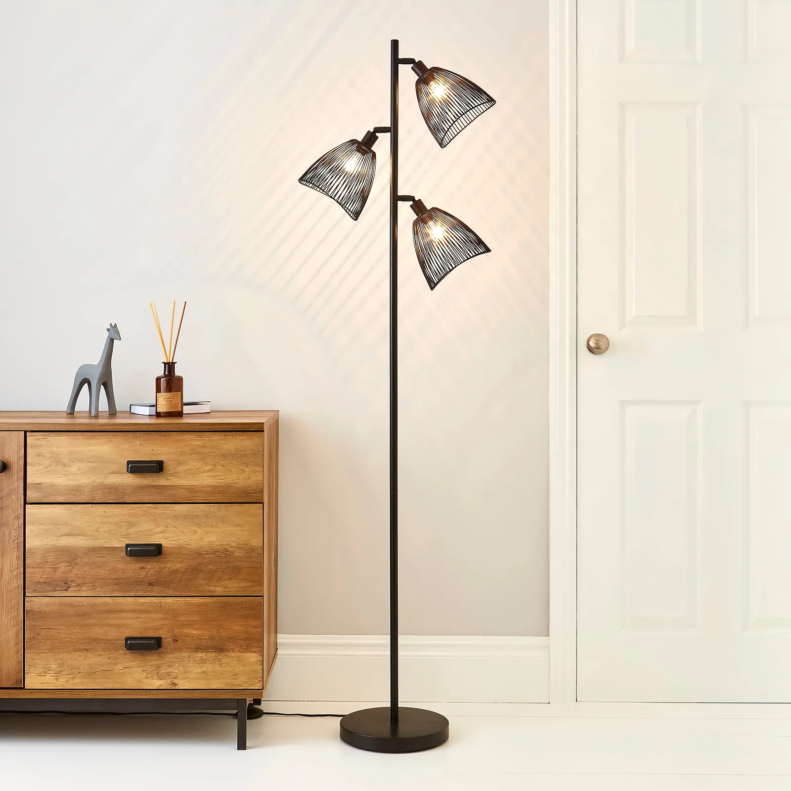 Jaula 3 Light Black Floor Lamp Black