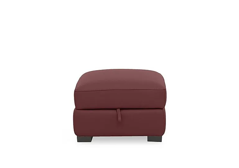 Nova Leather Storage Footstool - BV Deep Red