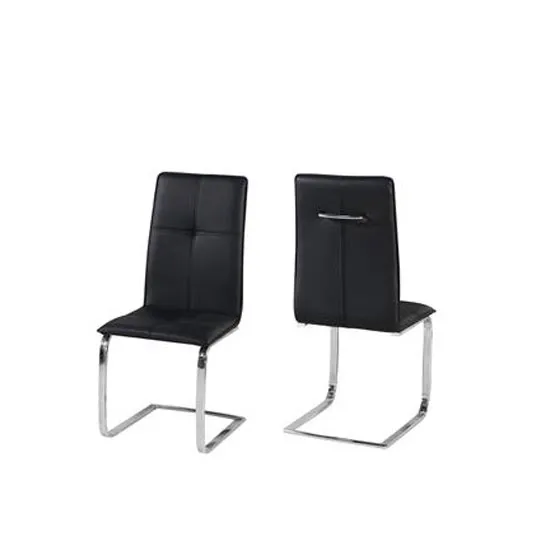 Foster Dining Chair In Black Faux Leather In A Pair