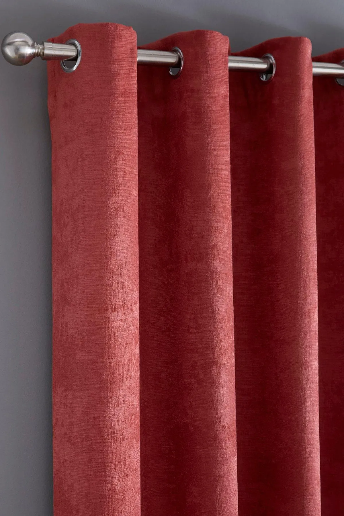Fusion 'Strata' Triple-Woven Dimout Eyelet Curtains in Terracotta 2