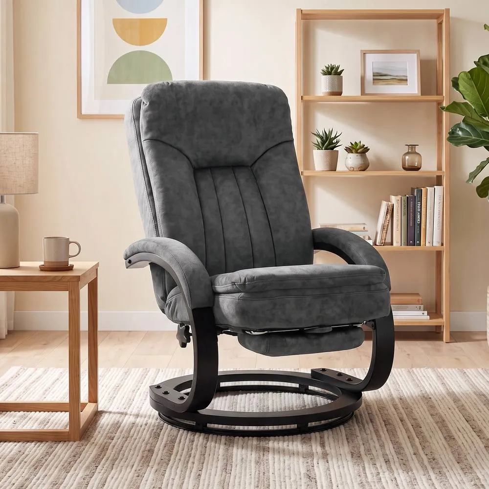HOMCOM Swivel Recliner Chair, Velvet Manual Recliner Armchair in Dark Grey 2
