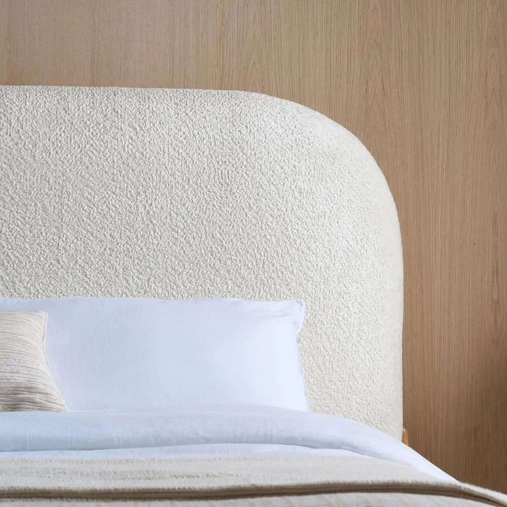 Birlea Amalfi King Size Bed Frame White Boucle Fabric with wood detail 3