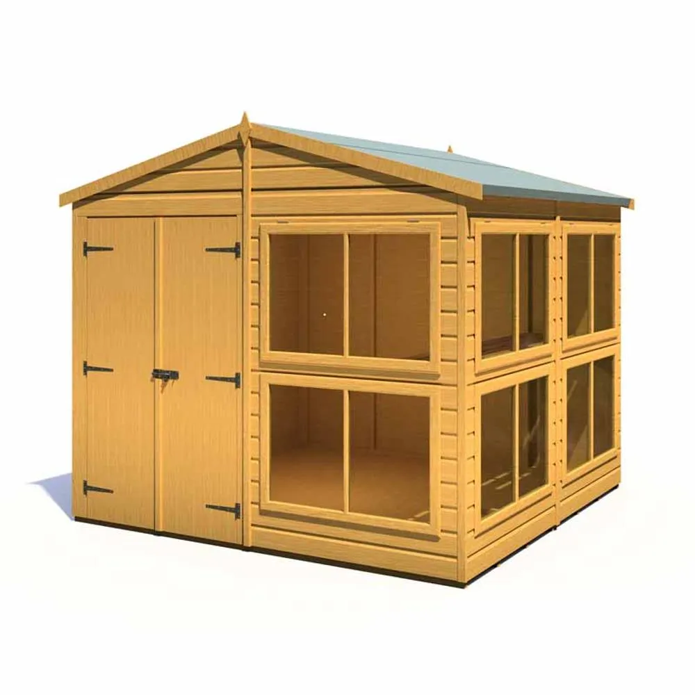 Shires Sun Hut 8 x 8 Feet Potting Shed - L238 x W244.8 x H222.5 cm in Brown 3
