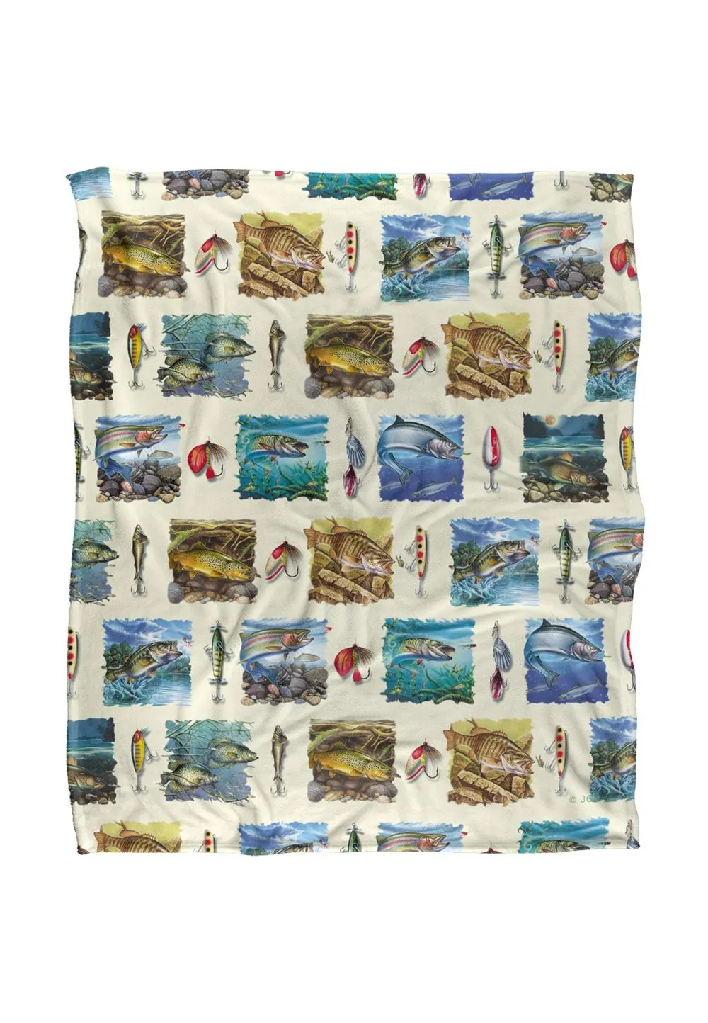 JQ Licensing Fish Paintings Fishing Lures Pattern Silky Touch Super Soft Throw Blanket 152 X 127 cm in White