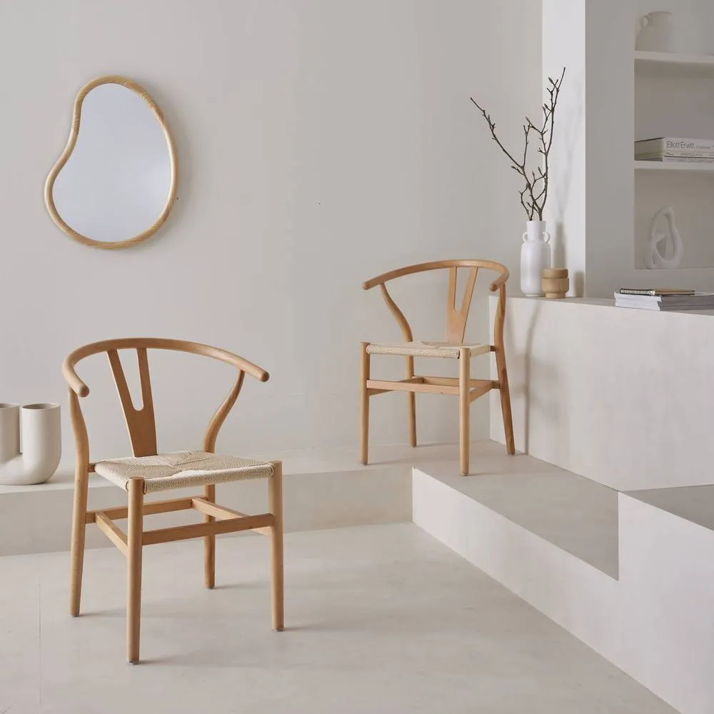 sweeek Pair of wooden chair with rope seat in Beige 4