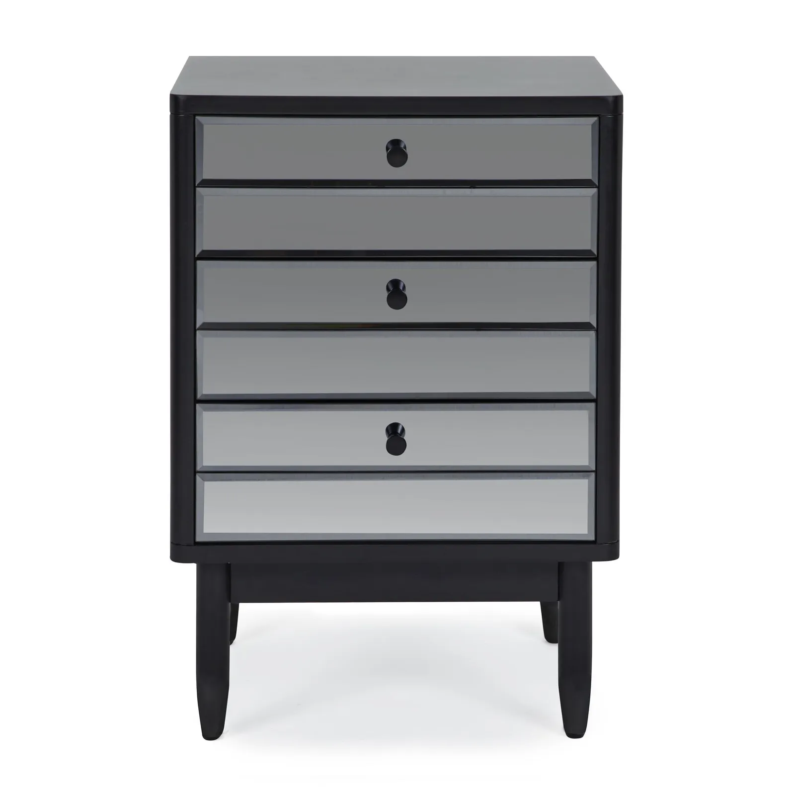 Loren Mirrored 3 Drawer Bedside Black