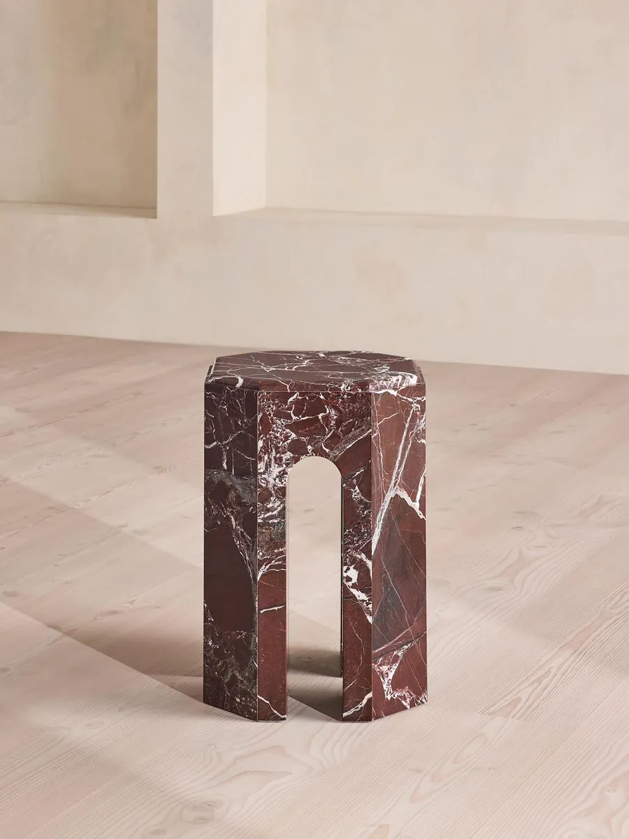 Fitz Side Table, Rosso Levanto Marble