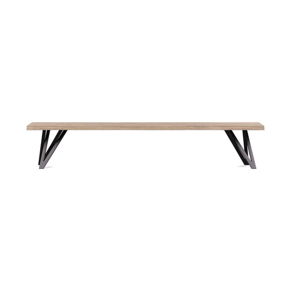 Heal's Vienna Bench 220x35cm Grey Oiled Oak Natural Edge Filled 1