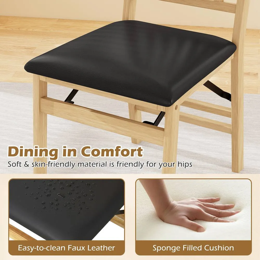 Costway Dining Chair Set of 2 Kitchen Folding Armless Chairs w/ Padded Seat in Black 5