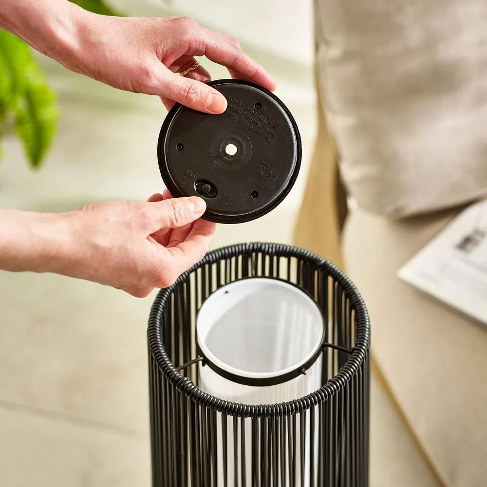 FurnitureboxUK Naples Black Rattan Solar Outdoor Lantern 3