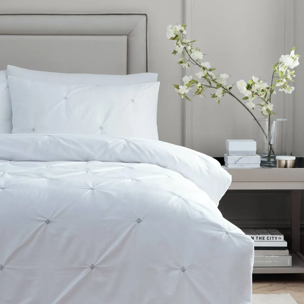 Paoletti Elysia Pinch Pleat 100% Cotton Embroidered Duvet Cover Set in Black 3
