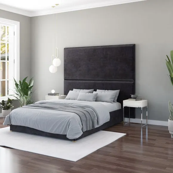 Hanging Wall Panel Dual Mount Plush Velvet Headboard 2