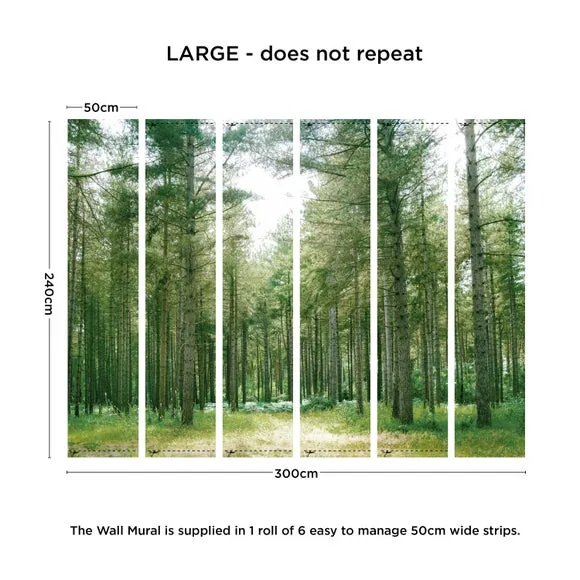 Forest Wilderness Green Wall Mural 4