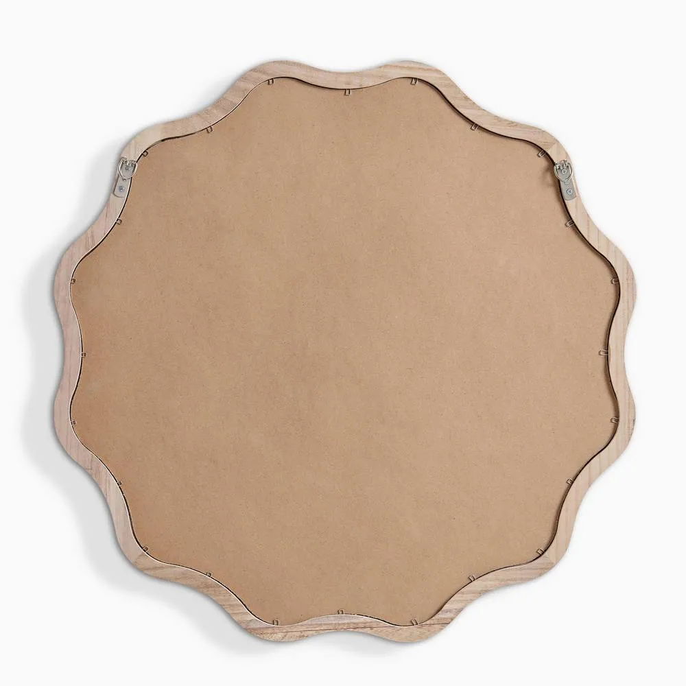 FurnitureboxUK Damaris Wood Medium 70x70cm Wavy Round Wall Mirror in Brown 5