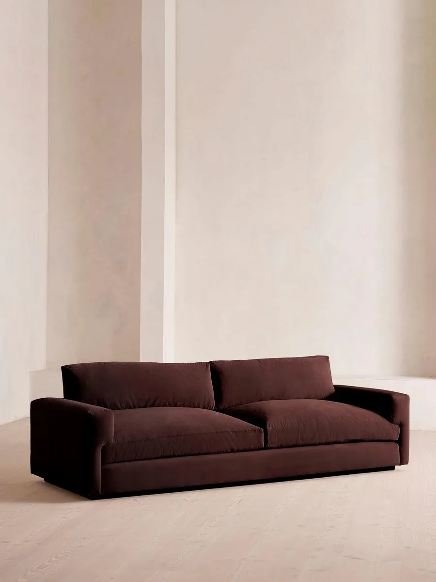 Mossley Four Seater Sofa, Velvet, Aubergine