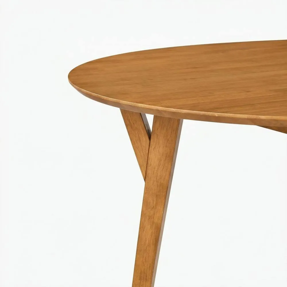 FurnitureboxUK Lynton Walnut Effect Round Wood Dining Table 4 Tan Delta Chairs in Brown 6