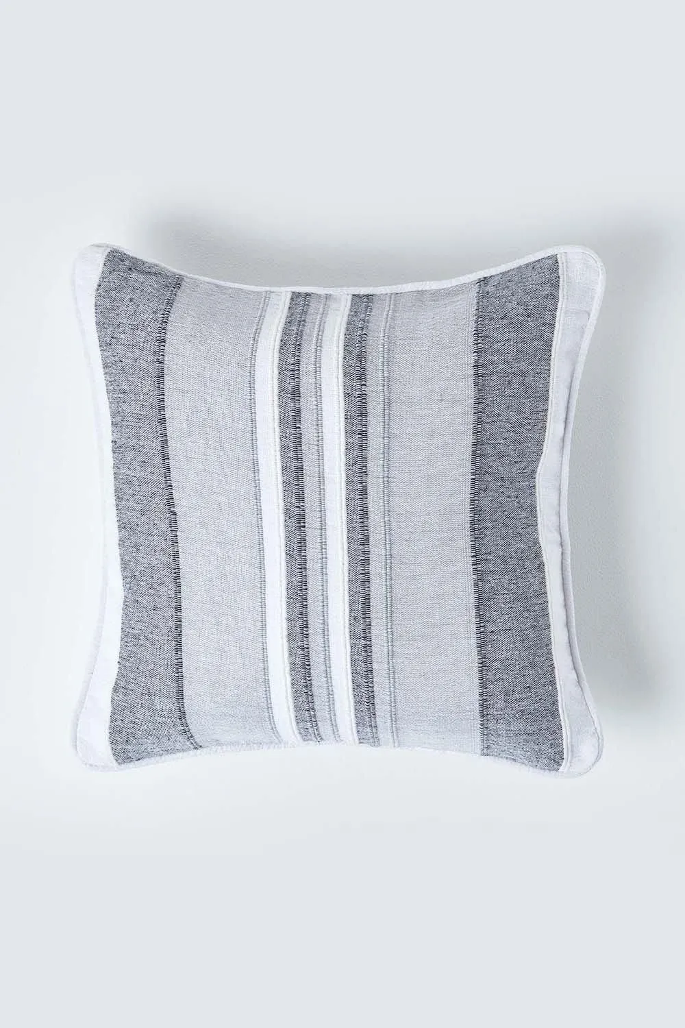 Homescapes Cotton Striped Morocco Cushion Cover in Light Grey 1