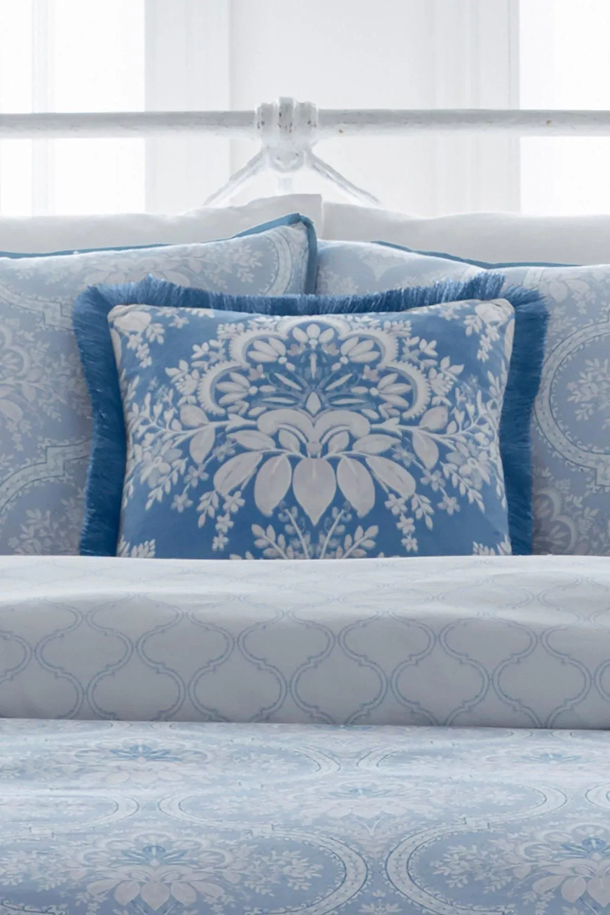 Appletree 'Alexia' Velvet Filled Cushion in Blue