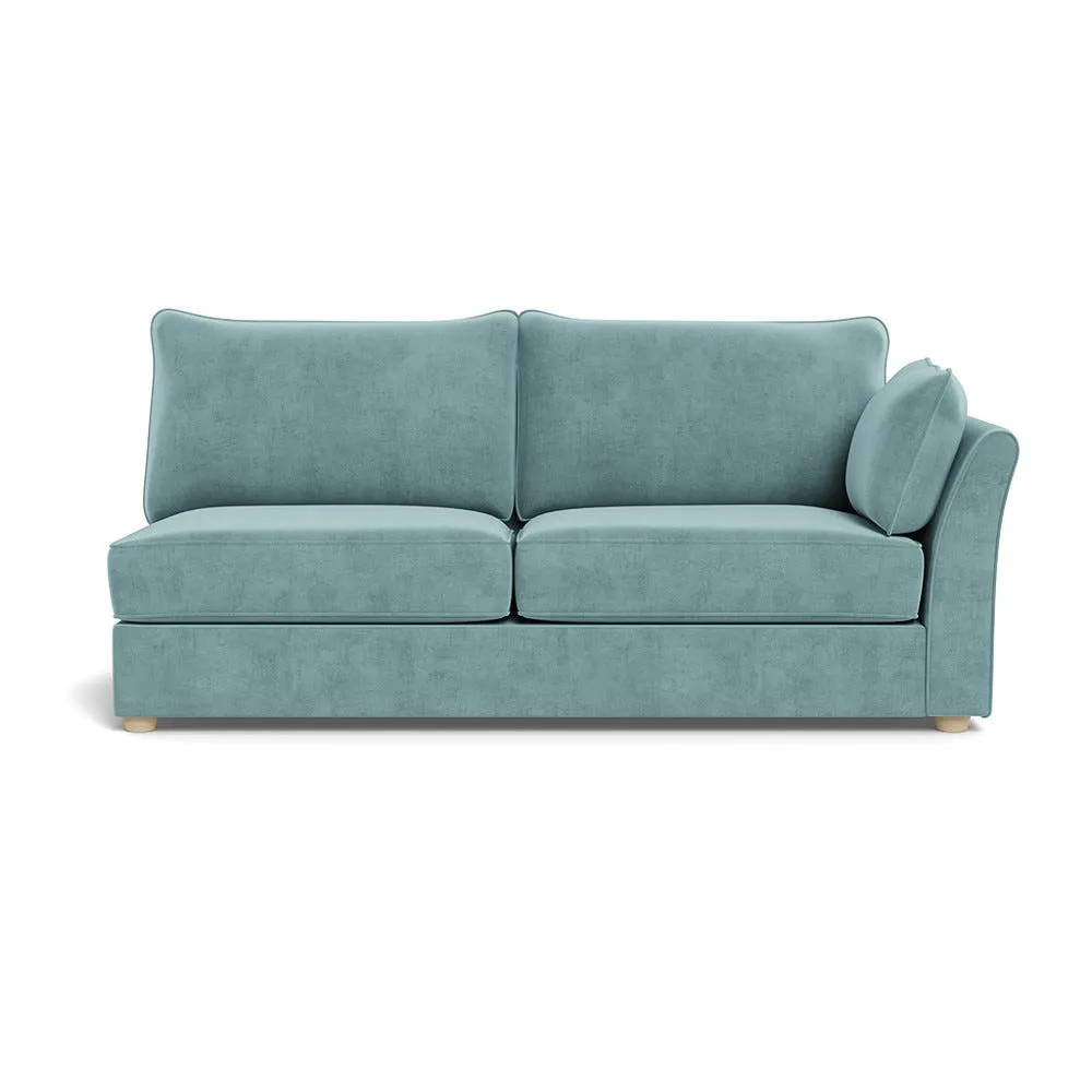 Heal's Tailor Large Right Hand Facing Corner Unit Smart Luxe Velvet Mineral Blue Natural Feet 1
