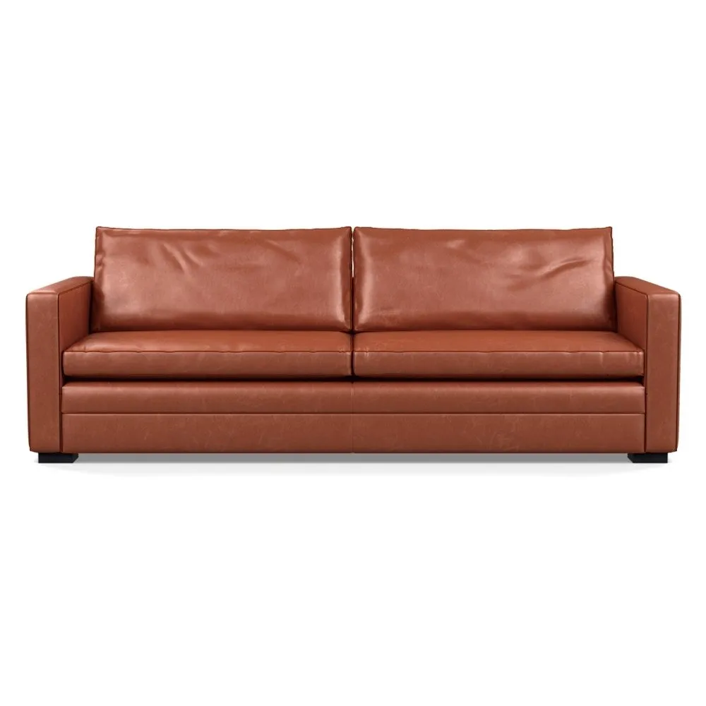 Heal's Palermo 5 Seater Sofa Stonewash Leather Light Brown 274 Black Feet 1