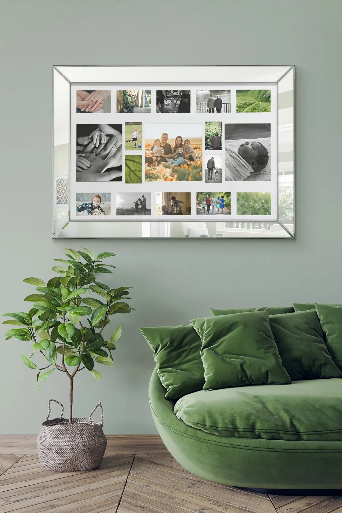 MirrorOutlet Vista All Glass Elegant Collage Picture Frame 107 x 76 CM in Silver