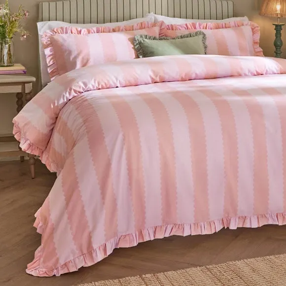 Furn. Birdie Stripe Polycotton Duvet Cover & Pillowcase Set 4
