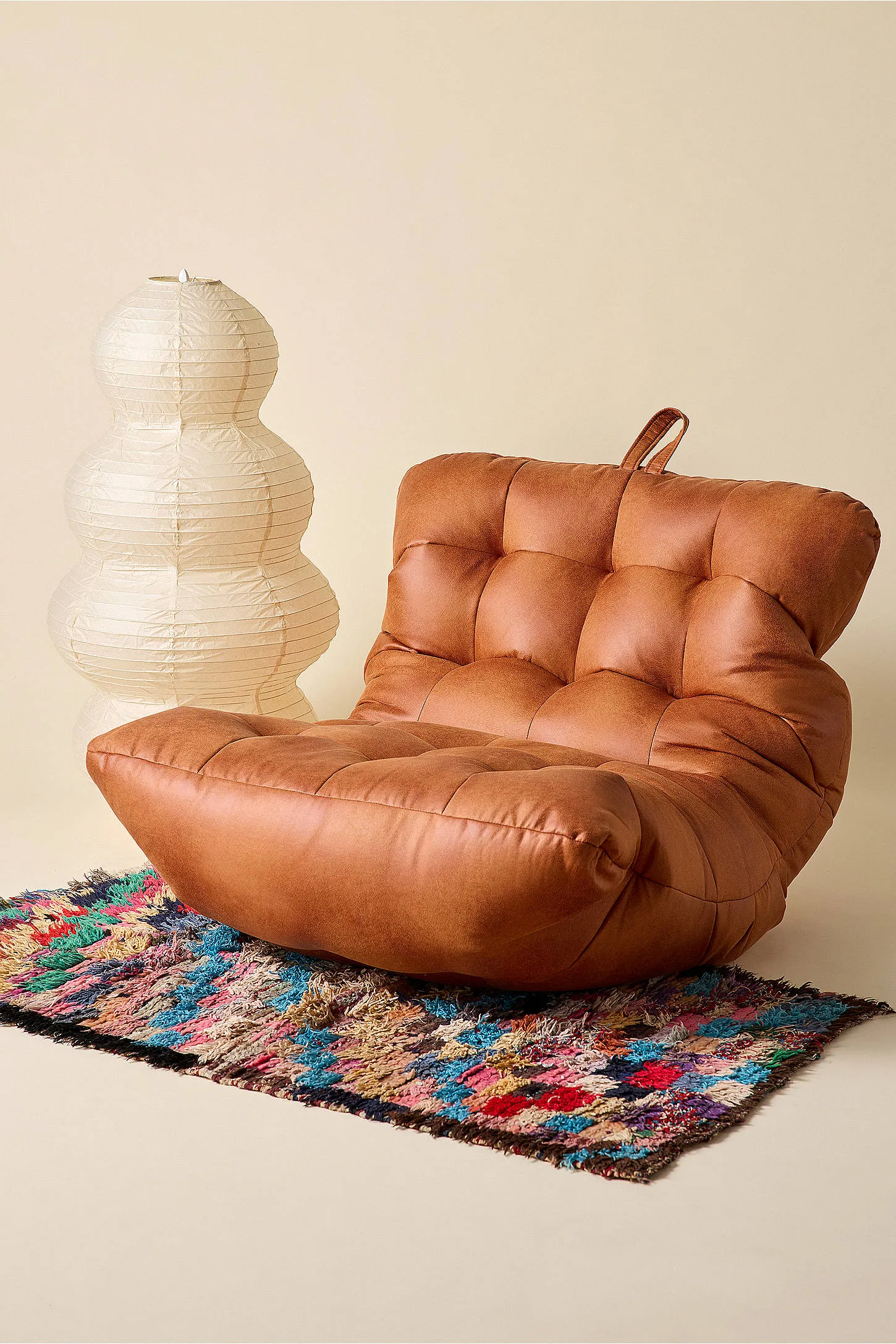Greta Faux Leather Bean Bag - Brown