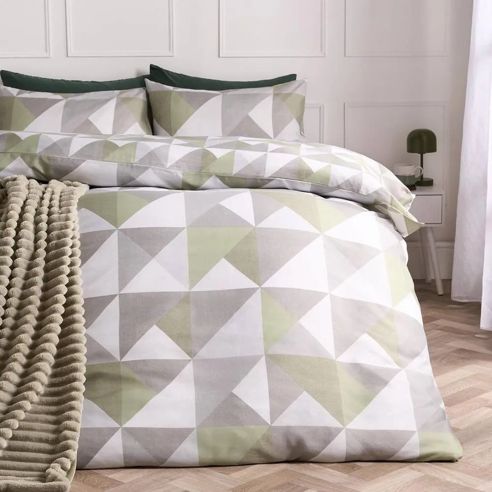OHS Geo Print Bedding Set Microfibre Duvet Cover with Pillowcase