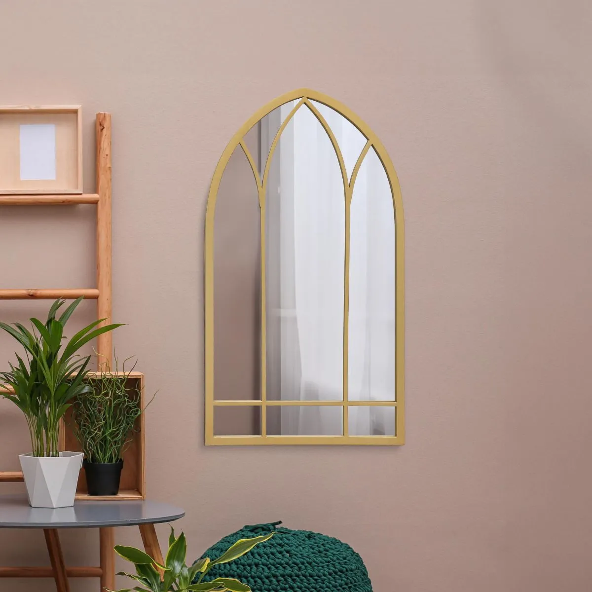 MirrorOutlet Gold Metal Framed Arched Wall Mirror 32" X 19" (83CM X 48CM) 6