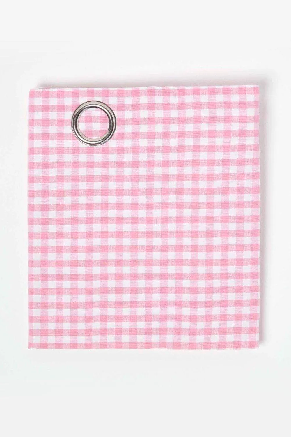 Homescapes Cotton Gingham Eyelet Curtain Pair in Pink 3