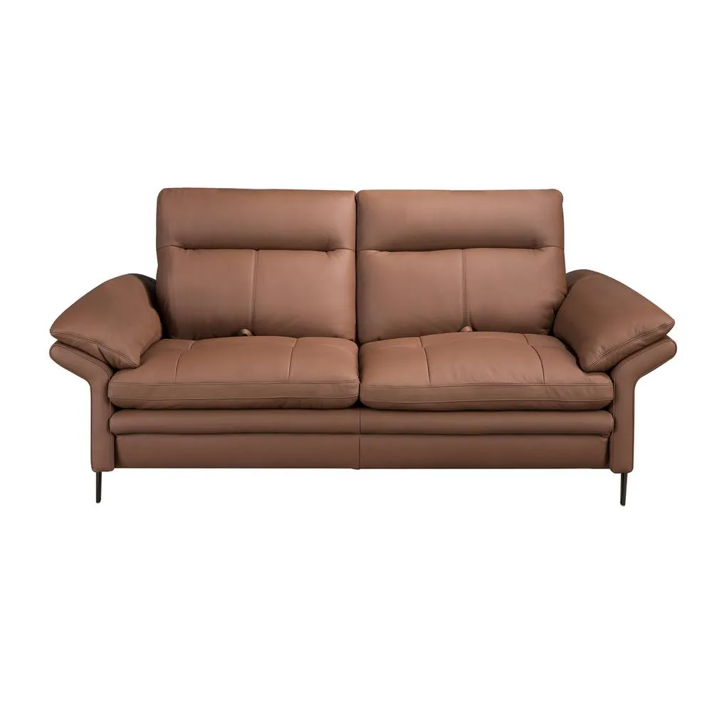Angel Cerda 2-Seater Brown Cowhide Leather Sofa, Model 2