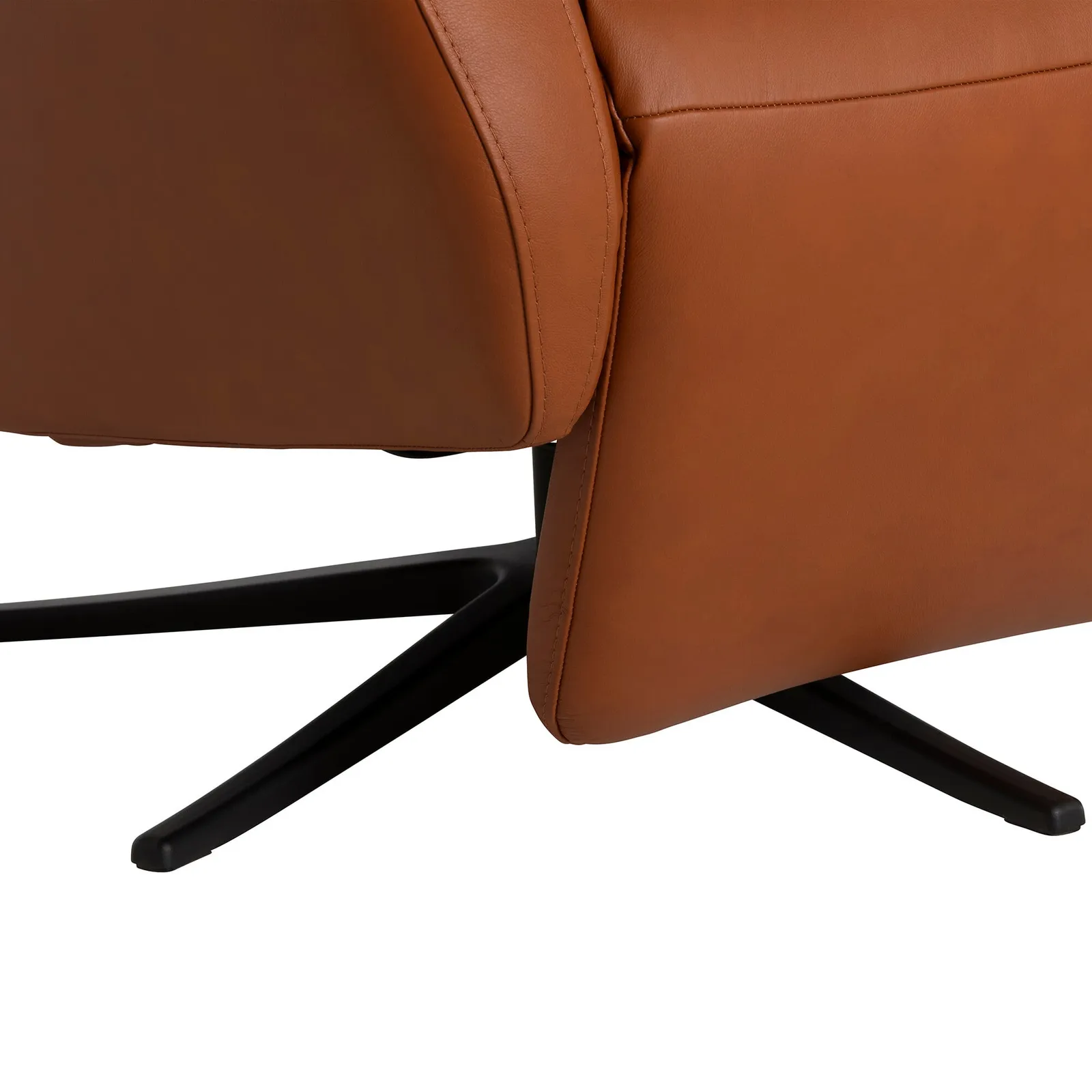 Space 2100 Armchair & Integrated Footstool, Brown Leather | Barker & Stonehouse 4