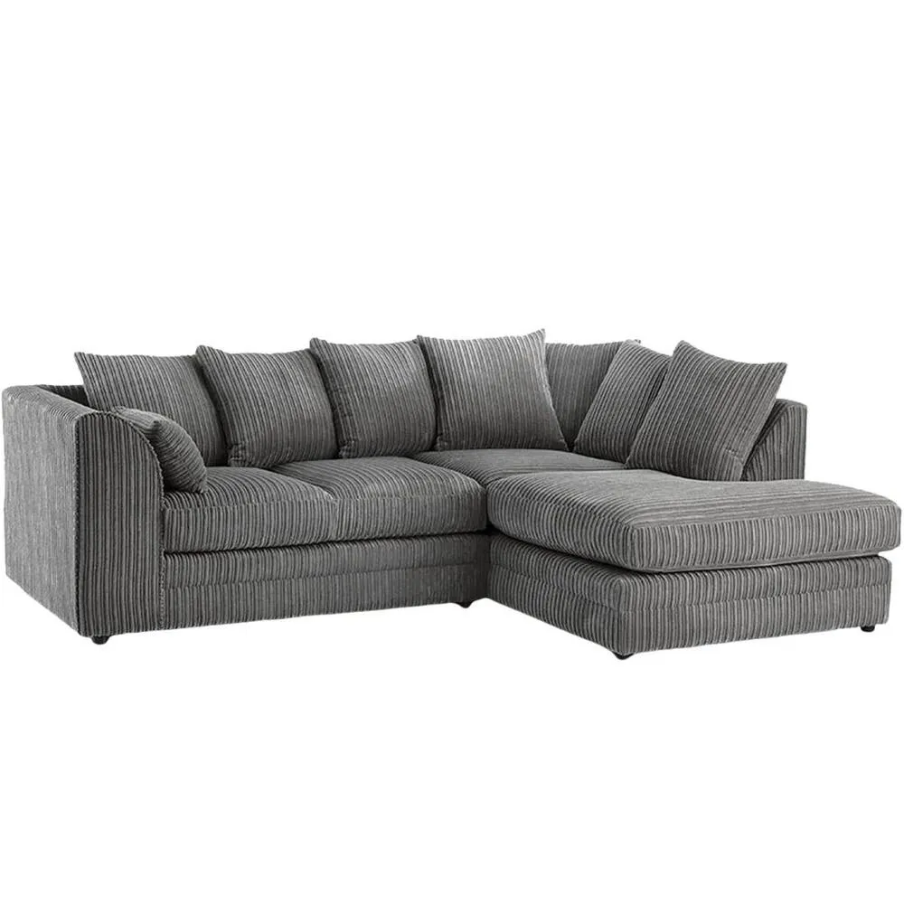 Bliss Furniture Jumbo Cord Scatter Back 4-Seater Right Hand Corner Sofa in Grey Colour