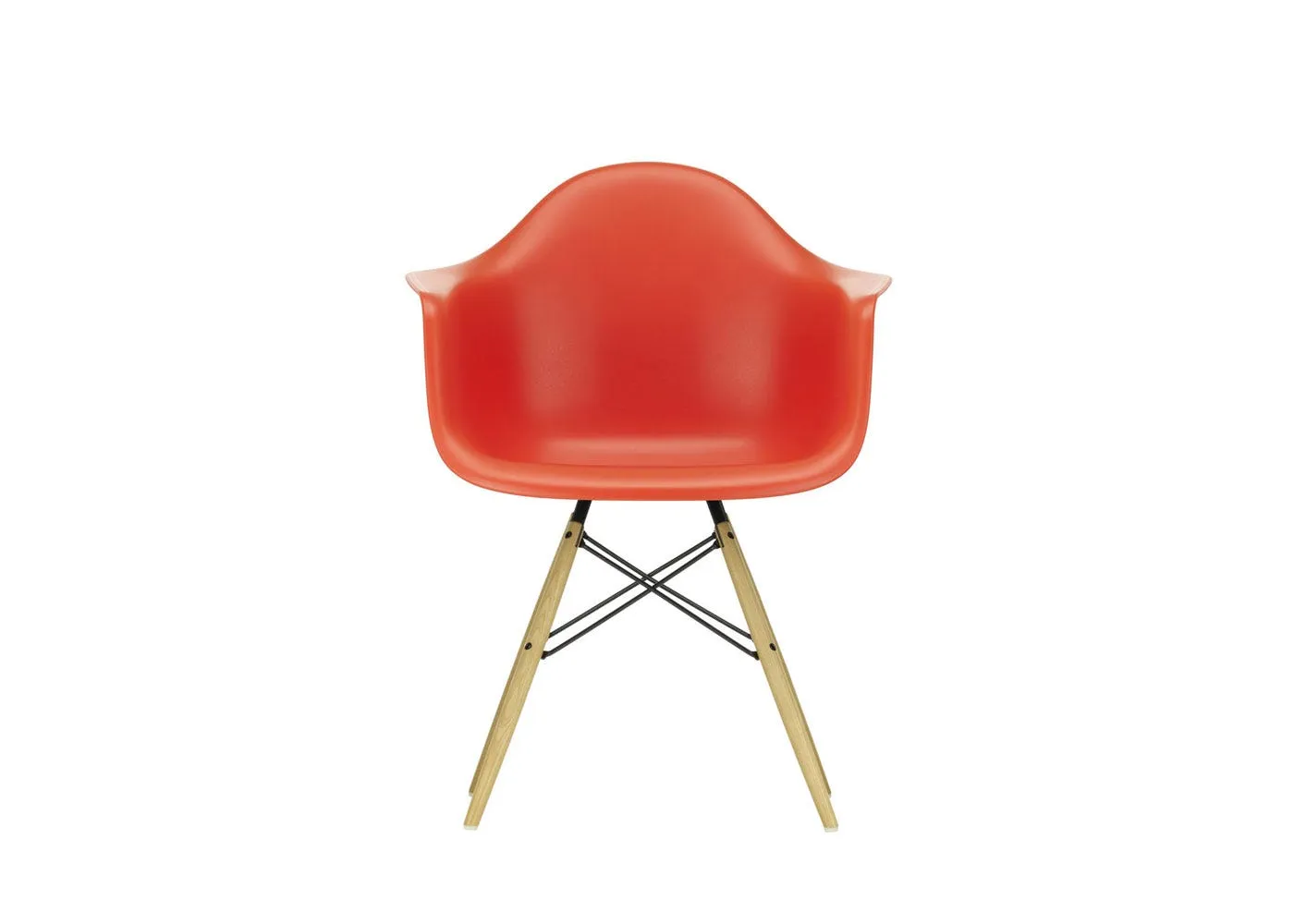 Vitra Eames DAW Armchair New Height Poppy Red Ash Honey Base 1