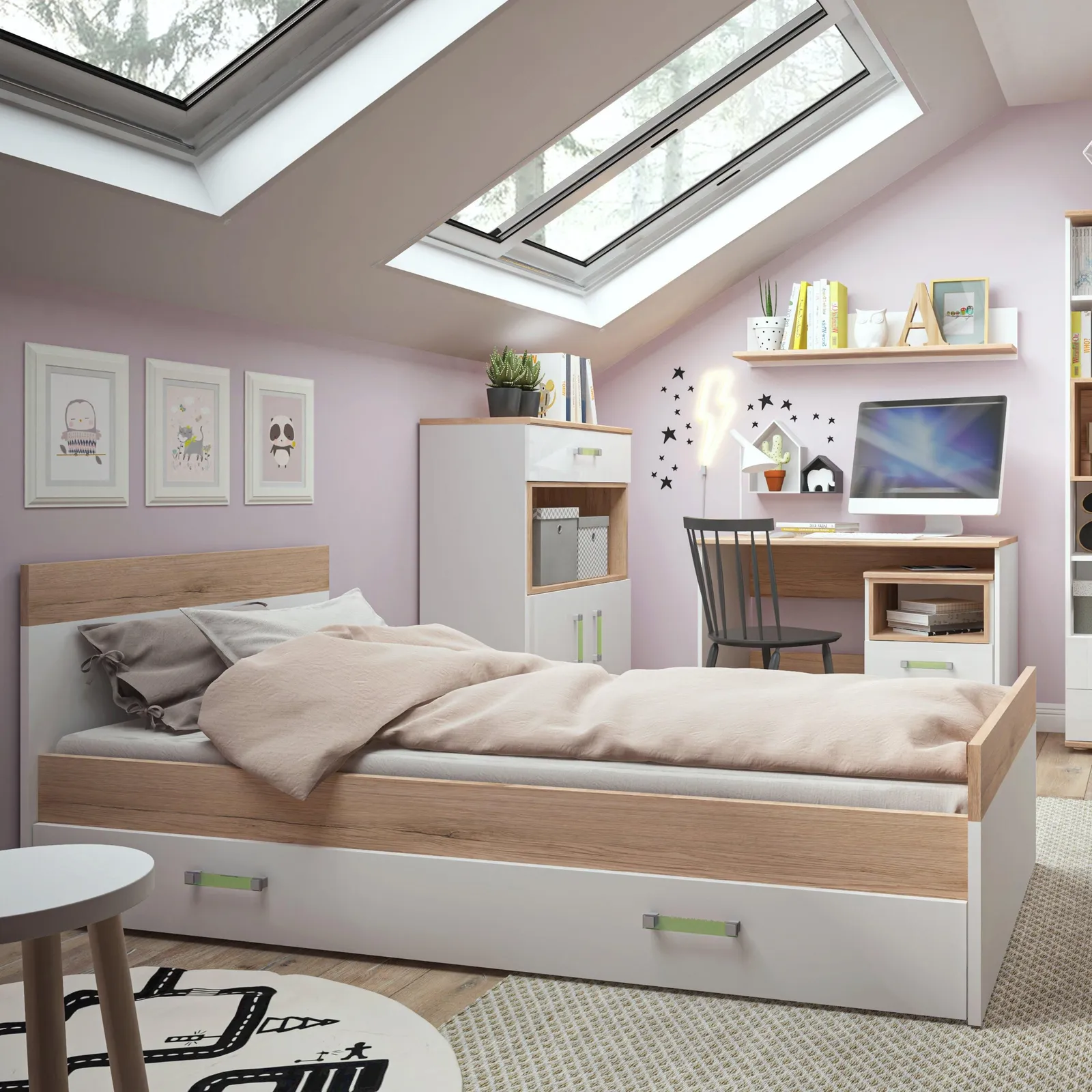 Furniture To Go 4KIDS 1 Drawer Bedside Cabinet in Light Beige 3