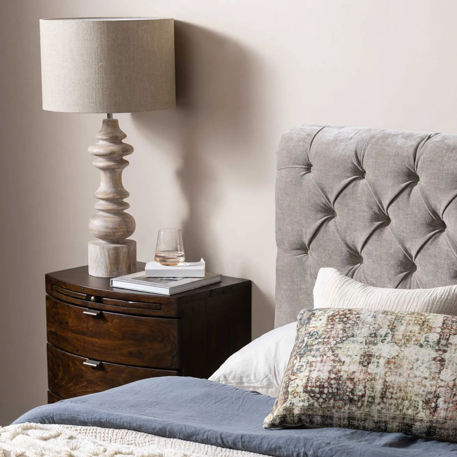 Navajos 3 Drawer Wide Bedside Table, Wood | Barker & Stonehouse 2