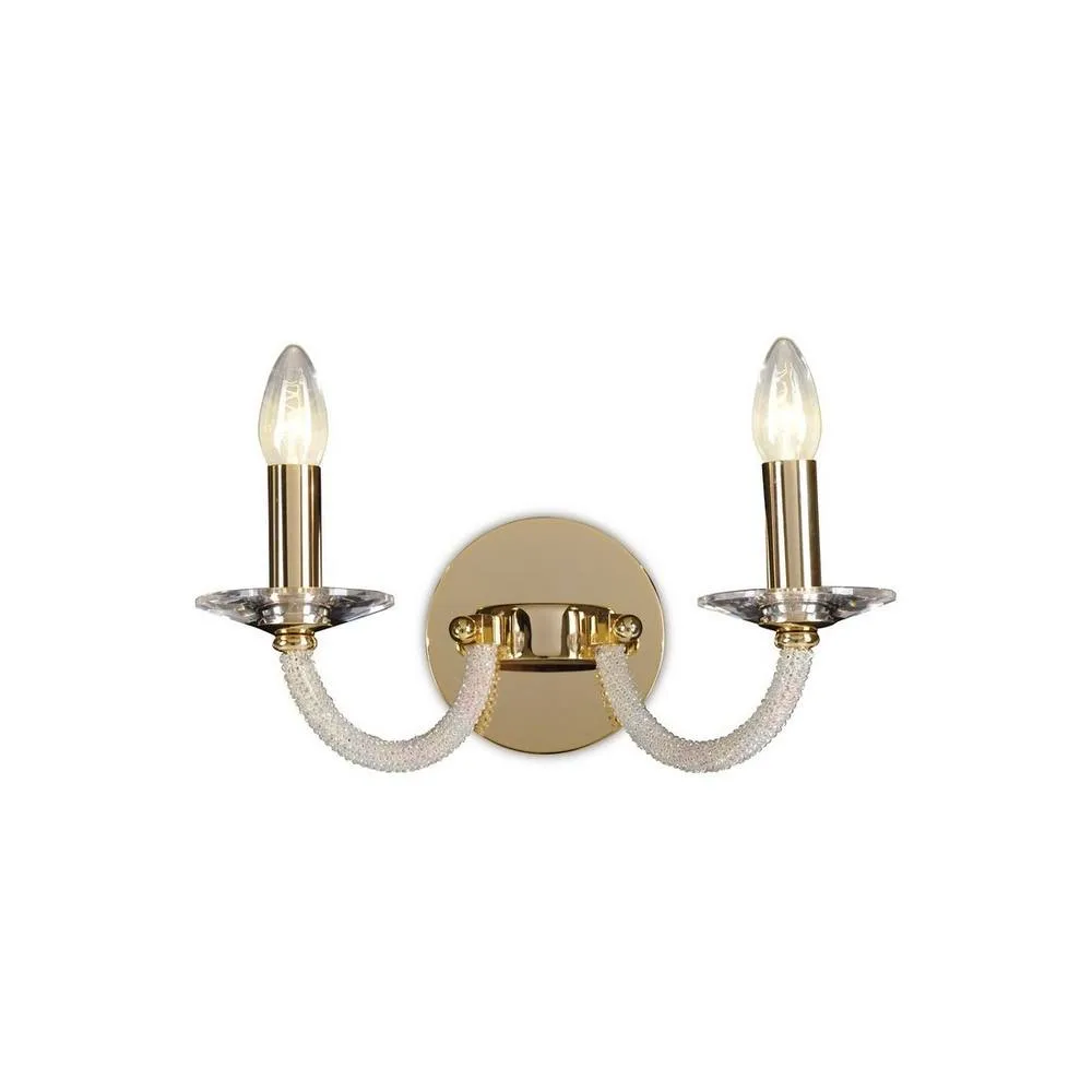 Netlighting Elena Wall Lamp Switched 2 Candle Light Gold Crystal
