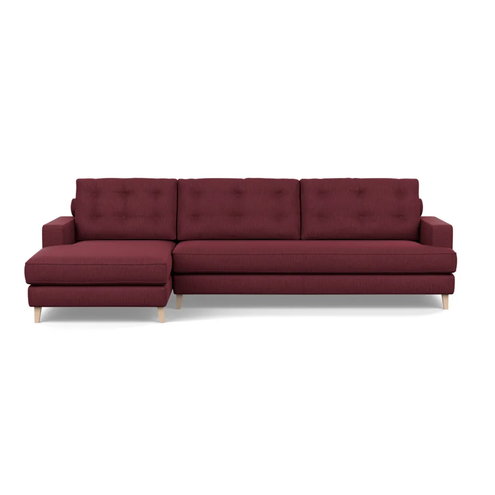 Heal's Mistral Left Hand Facing Corner Sofa Smart Linen Mix Maroon Natural