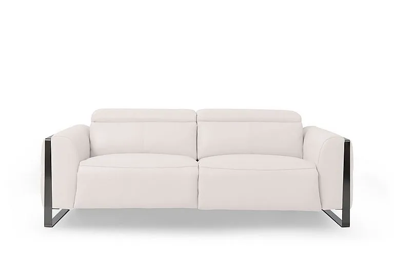 Gisella Leather 3 Seater Sofa - Cotton