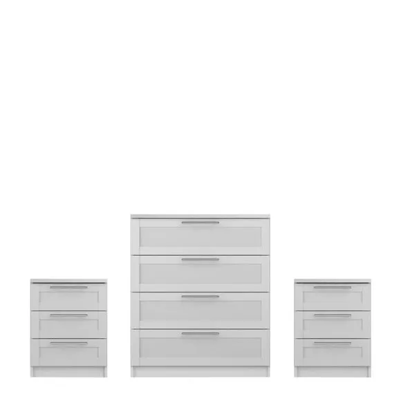 Sudbury Framed 3 Piece Bedroom Furniture Set, White