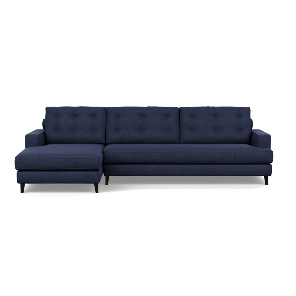 Heal's Mistral Left Hand Facing Corner Sofa Smart Linen Mix Navy Black Feet