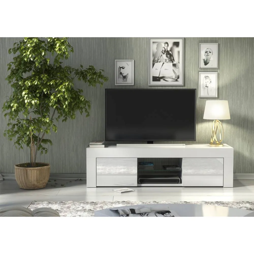 Creative Furniture Loom TV Unit 130cm - White with Gloss Doors 2