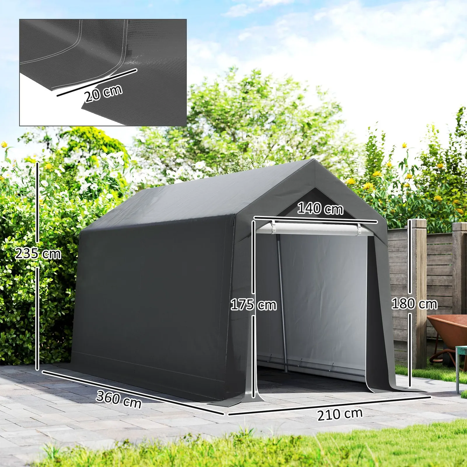 OUTSUNNY 2.1 x 3.6(m) Garden Storage Shed, Waterproof & Heavy Duty Portable Shed in Dark Grey 3
