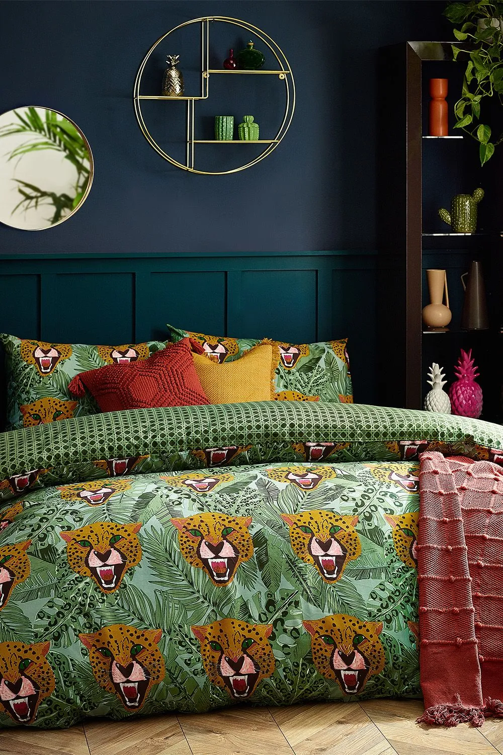 Furn Untamed Tropical Cheetah Duvet Cover Set in Green