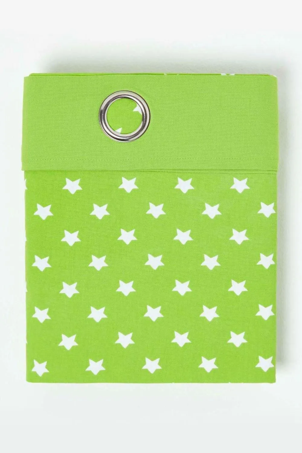 Homescapes Cotton Stars Green Ready Made Eyelet Curtain Pair 2