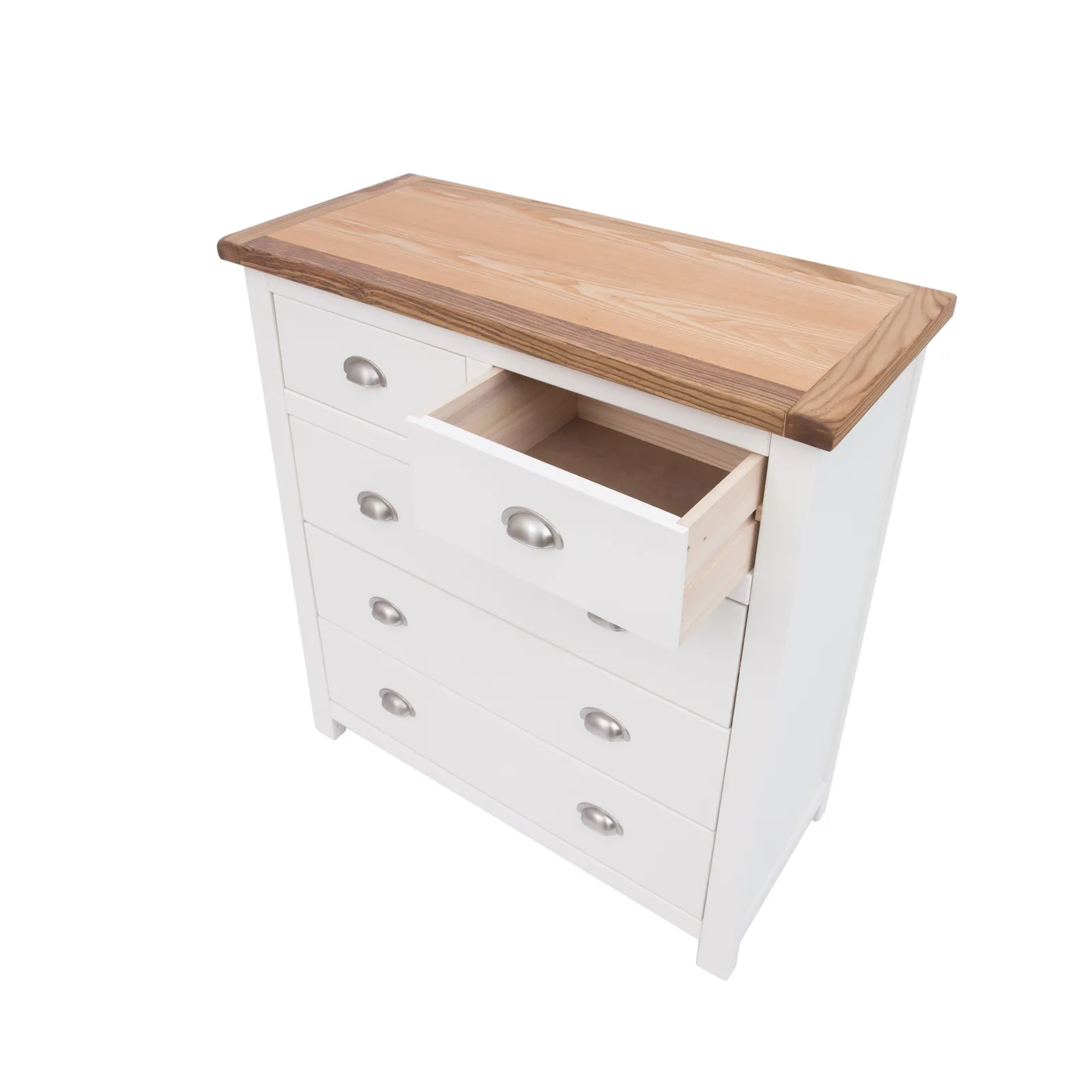 Cabinet Bits Lovere 5 Drawer Chest of Drawers Chrome Cup Handle in Off-White 4