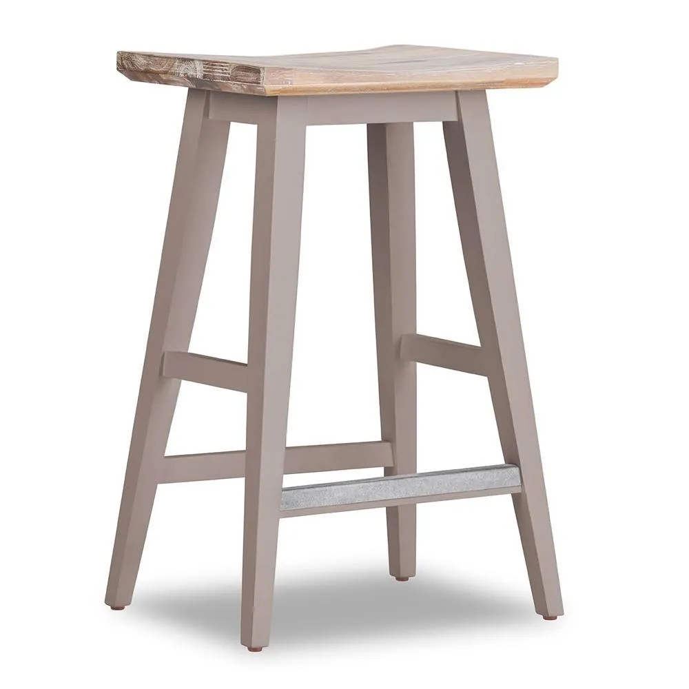 Statement Furniture Florence Bar Stool, Acacia Hardwood Rectangular Seat in Taupe