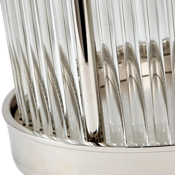 Silver & Ribbed Glass Hurricane Candle Holder 2